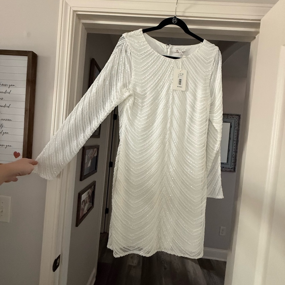 GB Girls White Long Sleeve Dress